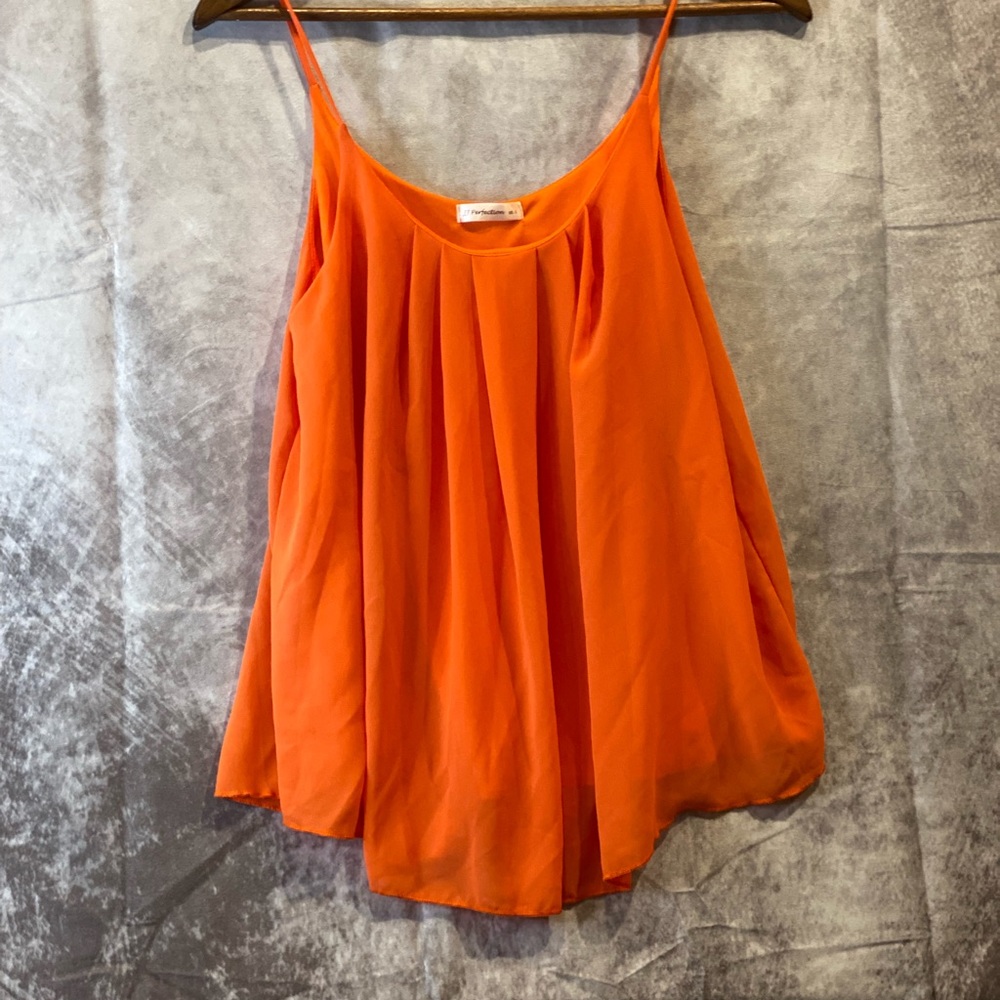 JJ Perfection Red orange flowy spaghetti strap tank